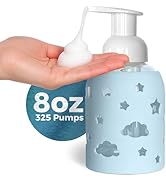 SoCal Suds & Company Glass Foaming Hand Soap Dispenser, Soft Grip Silicone Sleeve, Refillable Pum...