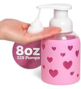 SoCal Suds & Company Glass Foaming Hand Soap Dispenser, Heart Silicone Sleeve, Refillable Pump Bo...