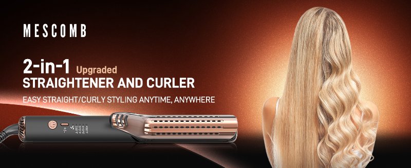 360° Airflow Styler Curling Iron - Keratin Hair Straightener and Curler 2 in 1