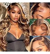 Ombre Lace Front Wig Human Hair 13x4 Body Wave Highlight Lace Front Wigs Human Hair Pre Plucked W...