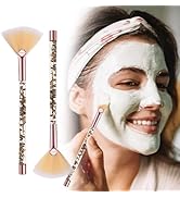 Mekupeu 2Pcs Soft Facial Fan Mask Brushes, Facial Mask Acid Applicator Brushes Tools for Mud Crea...