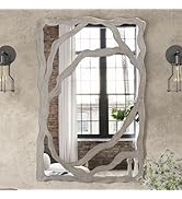 SHYFOY Decorative Large Mirror for Wall, 39x26 Rustic Irregular Wall Mirror Wavy with Metal Frame...