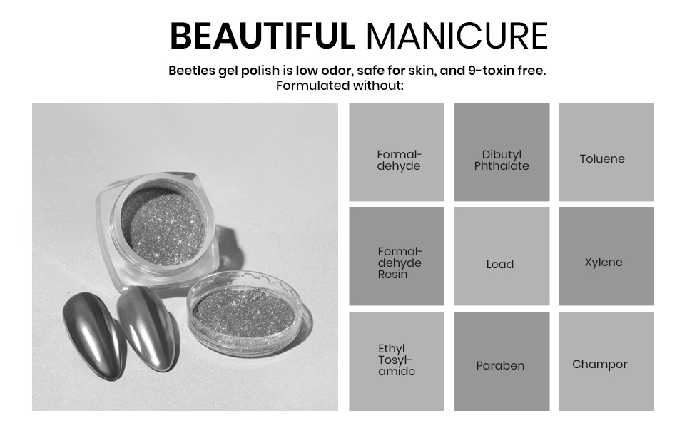 BEETLES Chrome Holographic Nail Powder Aurora Iridescent Pearlescent Manicure Art Decoration
