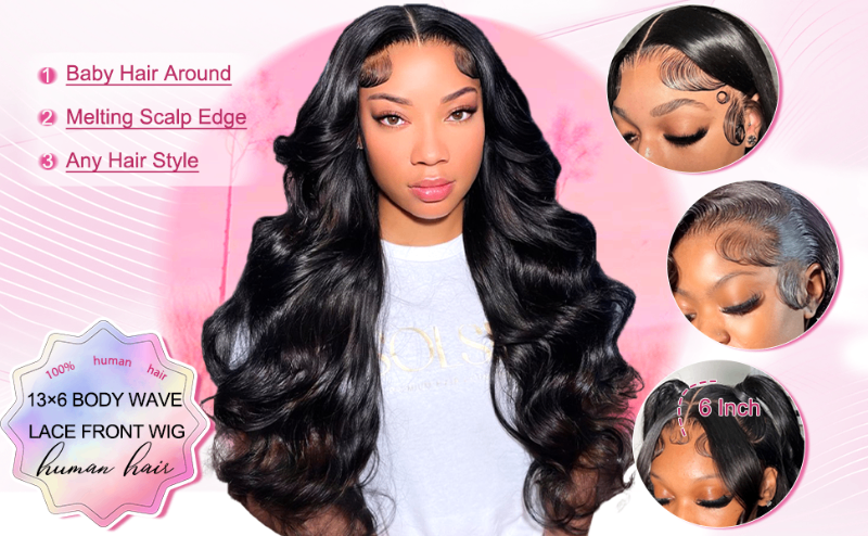 Body Wave Lace Front Wigs Human Hair 