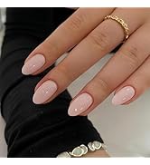 Dusty Pink Press On Nails Short Oval, KQueenest Acrylic Fake Nails Press Ons, Natural Glue on Nai...