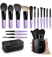 Jilier Travel Makeup Brush Set, 14 pcs Mini Makeup Brushes for Foundation, Powder, Eyeshadow, Hig...