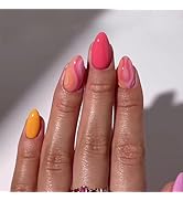 30 Pcs Spring Press on Nails Extra Short Almond - LINMEIZAI Short French Tip Fake Nails Press ons...
