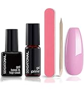 SensatioNail Base and Top Coat Gel Polish Refill Kit - Includes Gel Primer, Black, 0.37 Fl Oz