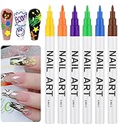 6 Color 3D Nail Art Pens Set, Kalolary Nail Point Graffiti Dotting Pen Drawing Painting Liner Bru...