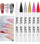 6 Color 3D Nail Art Pens Set, Kalolary Nail Point Graffiti Dotting Pen Drawing Painting Liner Bru...
