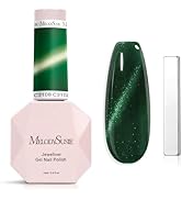 MelodySusie Jeweliver Cat Eye Gel Nail Polish, 0.5 Fl Oz Dark Green Glitter Holographic Magnetic ...