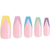Twinkled T Press On Nails | UV Finish Nails, Reusable Nails in 12 Sizes - 24-30 Nails Kit with Gl...