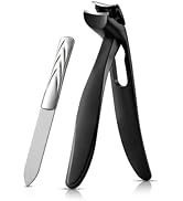 BEZOX Ergonomic Angled Head Senior Toenail Clipper for Thick and Ingrown Nails - Large Finger Nai...
