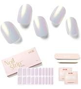 NAILOG Semi Cured Gel Nail Strips 20 Pcs | Buy 2 Get 1 UV Lamp | Extra Long Nail Wraps with Gloss...