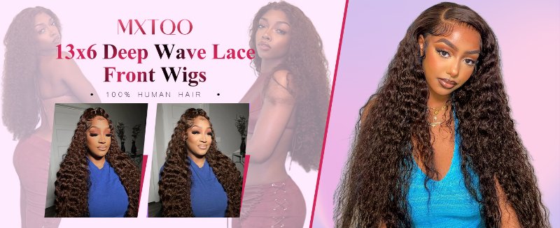 chocolate brown deep wave wig