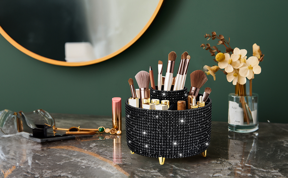 Bling Diamond 360° Makeup Brush Holder Organizer