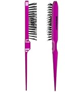 Denman (Purple) Backcomber for Teasing, Smoothing & Up Do - Three Rows of Stiff Bristle - Use on ...