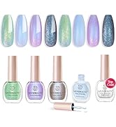 AZUREBEAUTY Nail Polish Set, 4 Colors Chameleon Green Glitter Purple Blue Holographic Spring Quic...