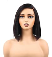 BIG G HAIR 10 inch Yaki Straight Vietnamese Human Hair Side Part Wig With Adjustable Straps & Ela...