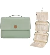 Toiletry Bag for Women, Hanging Travel Makeup Organizer with 4 Compartments, Pu Leather Waterproo...
