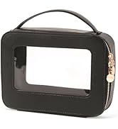 Clear Makeup Bag Transparent Cosmetic Bag Large Toiletry Case With Wide Handle Zipper Double Side...