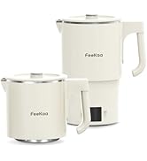 FeeKaa Travel Electric Kettle, Portable Foldable Kettle, 304 Stainless Steel, Small Electric Kett...