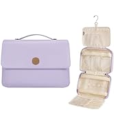 Toiletry Bag for Women, Hanging Travel Makeup Organizer with 4 Compartments, Pu Leather Waterproo...