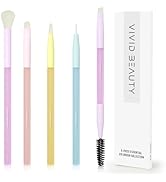 VIVID BEAUTY 5pcs Eye Makeup Brush Set Soft Hairs & Rubber Handle Professional Eyeshadow Brush Se...
