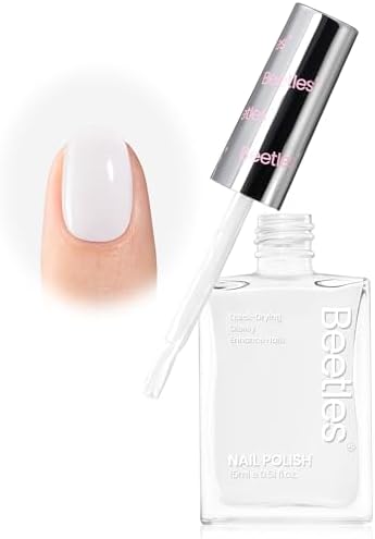 Beetles nail strengthener polish - White Fantasy Nail Polish 15ml Fast Dry Nail Strengthener and Growth Treatment for Damaged Nails, Long Lasting Quality Results French Style Gifts for Women