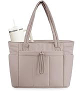 Wandering Nature Puffer Tote Bag with Cup Holder & Laptop Compartment & Trolley Sleeve for Travel...