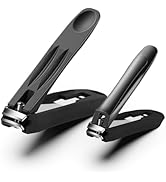 FVION Large Nail Clippers with Catcher - 2pcs Set | Anti-Splash Toenail Clipper and Finger Nail C...