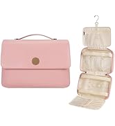 Toiletry Bag for Women, Hanging Travel Makeup Organizer with 4 Compartments, Pu Leather Waterproo...