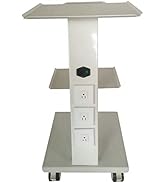Multi-Function Trolley Cart,3 Tier Rolling Lab Cart w/Built-in Socket, 3 Layer Mobile De-ntal Med...