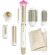 GLAMUP 6 in 1 Hot Air Styler, Upgraded Long Barrel, Round Brush, Powerful High Speed Dryer, Tigh...