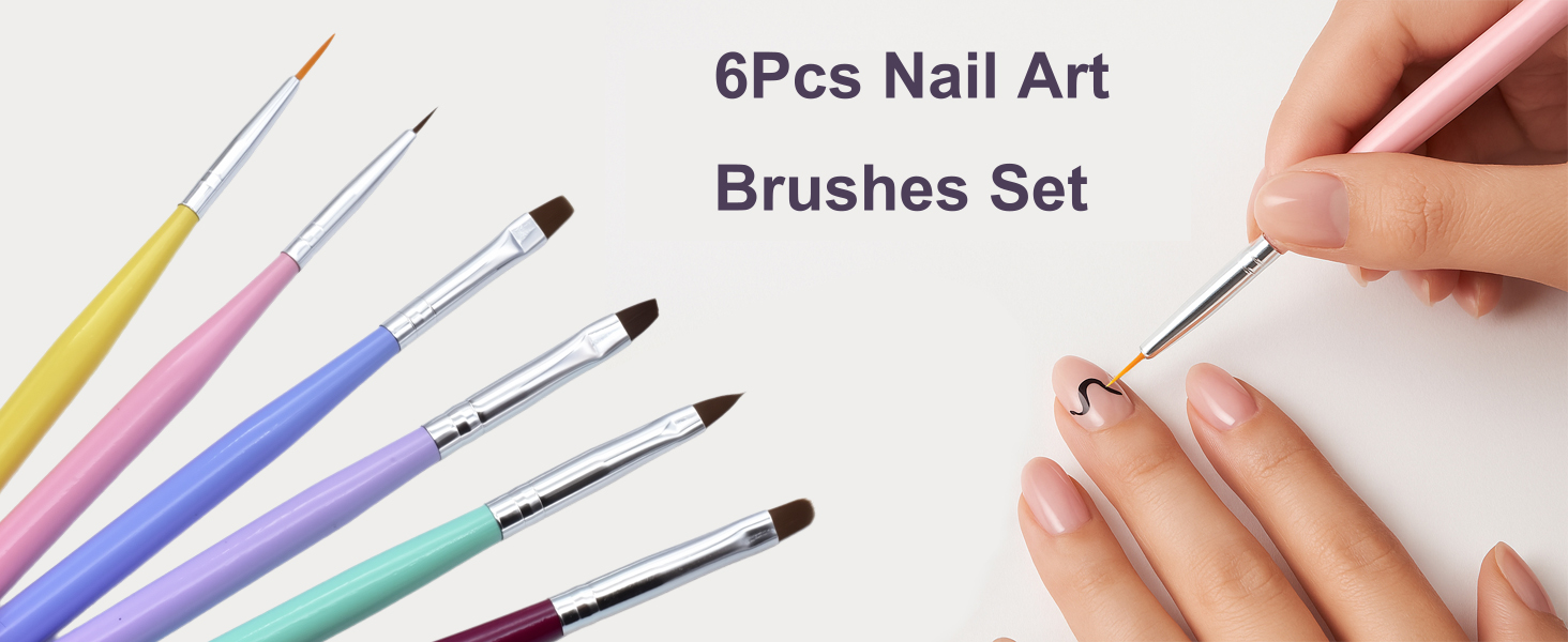 Nail Art Brushes Set 6Pcs