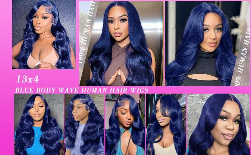 Wear and Go Glueless Navy Blue Wigs Human Hair Pre Plucked With Baby Hair