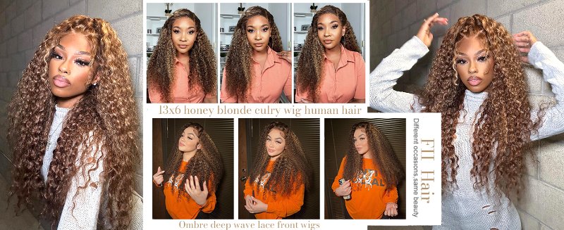 13x6 deep wave lace front wigs human hair