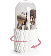 HSSPANFN Makeup Brush Holder Organizer with Lid -360° Rotating Dustproof Make Up Brushes Containe...