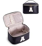 Wandering Nature Initial Makeup Bag, Personalized Travel Make Up Organizer Cosmetic Bags with Bru...
