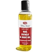 Bliss Kiss Simply Pure Hydrating Nail & Cuticle Oil – 4 oz Fragrance Free – Strengthens Nails, So...