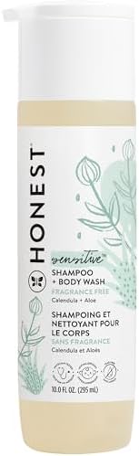 The Honest Company 2-in-1 Cleansing Shampoo and Body Wash for Sensitive Skin, Gentle Tear-Free Hypoallergenic Baby Wash with Naturally Derived Ingredients, Fragrance-Free, 10 fl oz