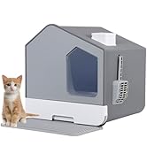 Epetlover Large Enclosed Cat Litter Box with Mat and Scoop Covered Cat Litter Pan, Gray