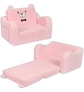 MOMCAYWEX Kids Chairs for Toddler, 2-in-1 Toddler Soft Sherpa Couch Fold Out, Convertible Sofa to...