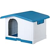 Epetlover 34.6 Inches Sturdy Plastic Dog House with Liftable Roof, Indoor Outdoor Large Pet Shelt...