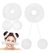 Beaupretty 2pcs Fluffy Pompom Hair Scrunchies Cozy Fuzzy Hair Ties for Girls Ponytail Holders Cut...