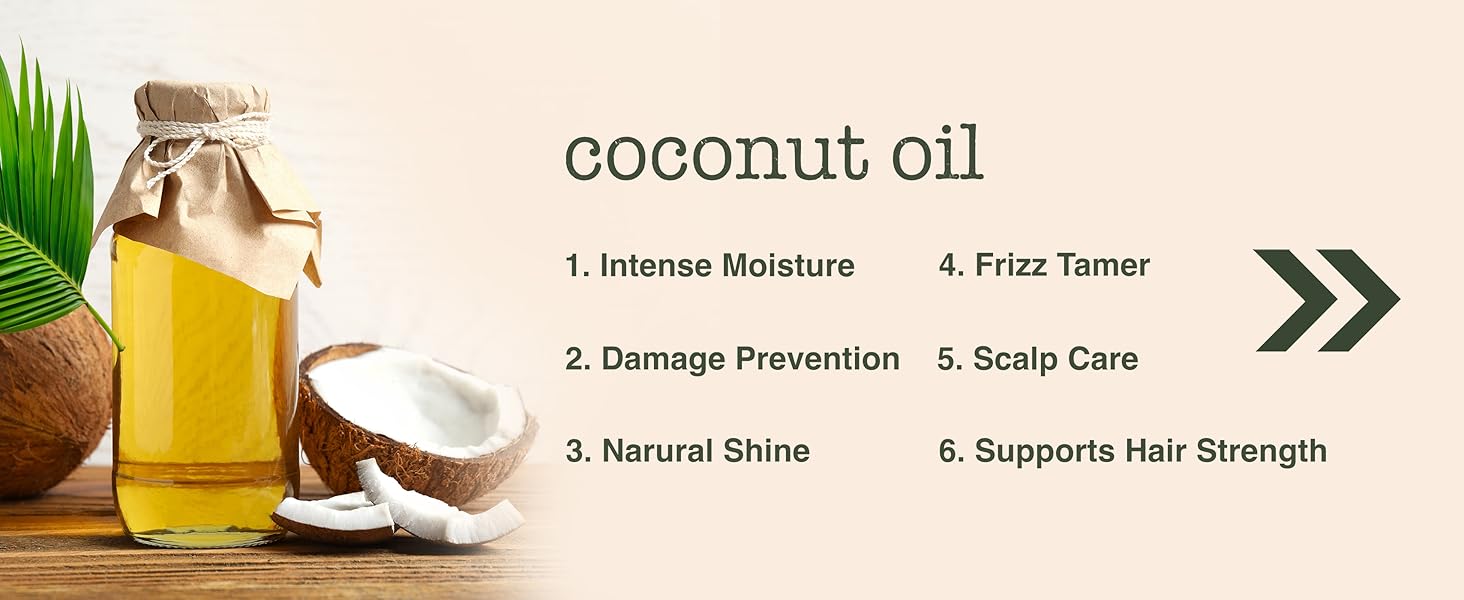 coconut oil benefits for hair, intense moisture, demage prevention, frizz tamer