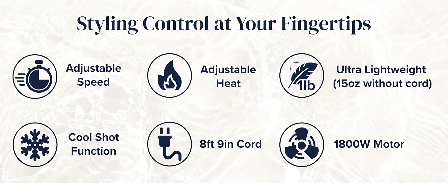 styling control adjustable speed heat ultra lightweight salon quality hair makeover