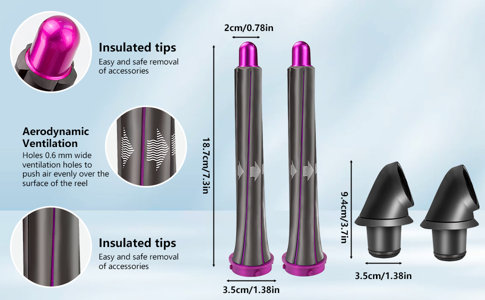 0.8 inch Long Curling Barrels Attachment for Dyson Airwrap Styler