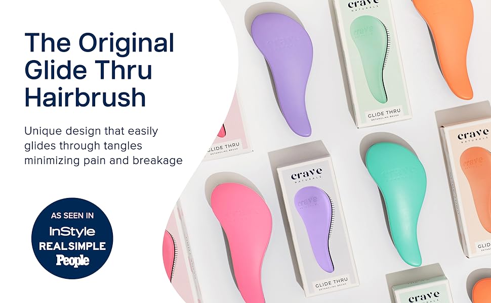 Crave Naturals Glide Thru Detangling Hair Brushes for Adults & Kids Hair