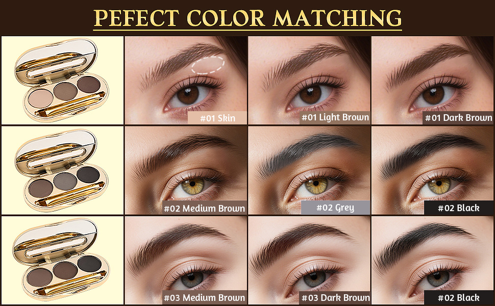 Skin、Light brown、Brown、Gray、Black brown、Eye Brow Powder Kit